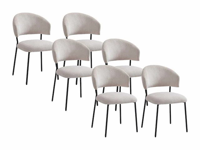 Corduroy & zwarte metalen stoel - beige (x6) - afbeelding 2 van  7
