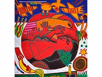 Corneille - femme rouge et l’oiseau - litho - afbeelding 1 van  11