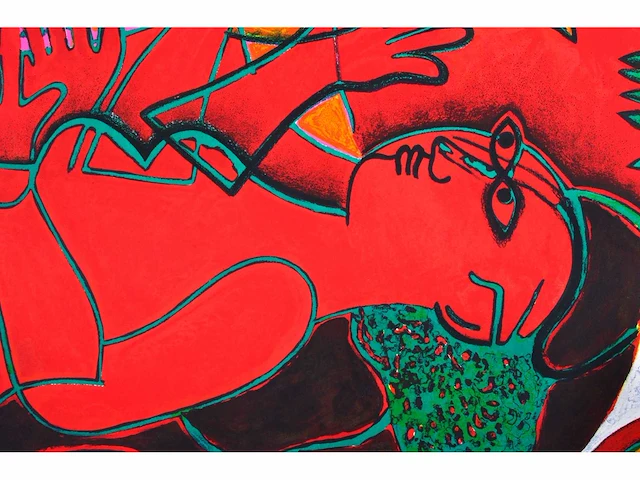 Corneille - femme rouge et l’oiseau - litho - afbeelding 7 van  11