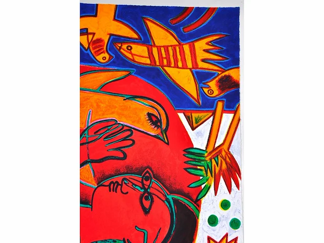 Corneille - femme rouge et l’oiseau - litho - afbeelding 8 van  11