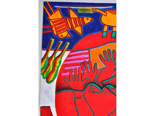 Corneille - femme rouge et l’oiseau - litho - afbeelding 9 van  11
