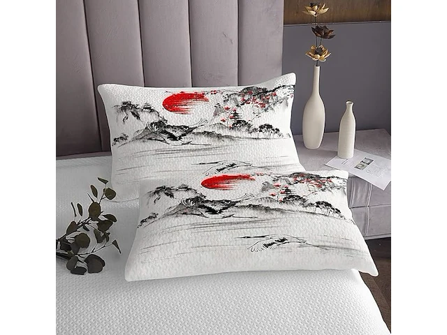 Coverlet japanse ukiyoe gewatteerde sprei (220 x 240 cm) - afbeelding 2 van  2