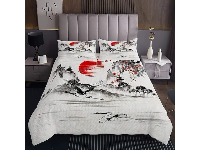 Coverlet japanse ukiyoe gewatteerde sprei (220 x 240 cm) - afbeelding 1 van  2