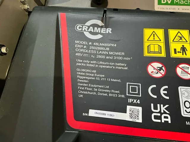Cramer 48lm48spk4 accu grasmaaier - afbeelding 6 van  6