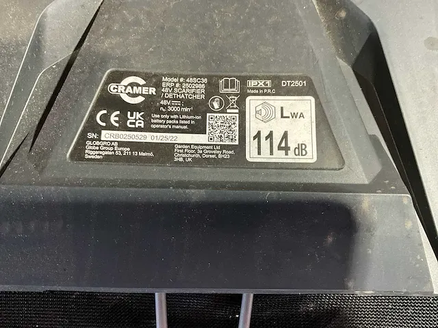 Cramer xcr48sc36 accu verticuteermachine - afbeelding 5 van  6