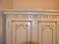 Craquelé slaapkamerkast met 6 deuren, carquelé commode met marmeren blad en 4 lades, craqluelé nachtkastje met marmeren blad en 2 lades - afbeelding 7 van  19