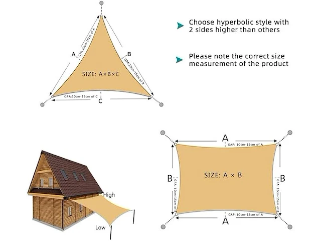 Crema schaduwzeil 5x5x5m - afbeelding 2 van  4