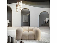 Crèmekleurige fluwelen fauteuil - afbeelding 2 van  7