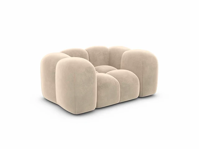 Crèmekleurige fluwelen fauteuil - afbeelding 3 van  7