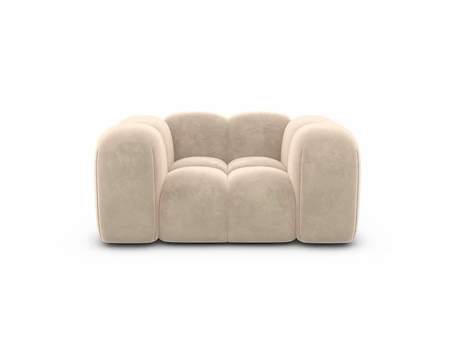 Crèmekleurige fluwelen fauteuil - afbeelding 4 van  7