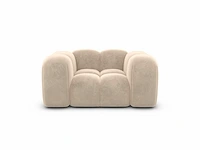 Crèmekleurige fluwelen fauteuil - afbeelding 4 van  7
