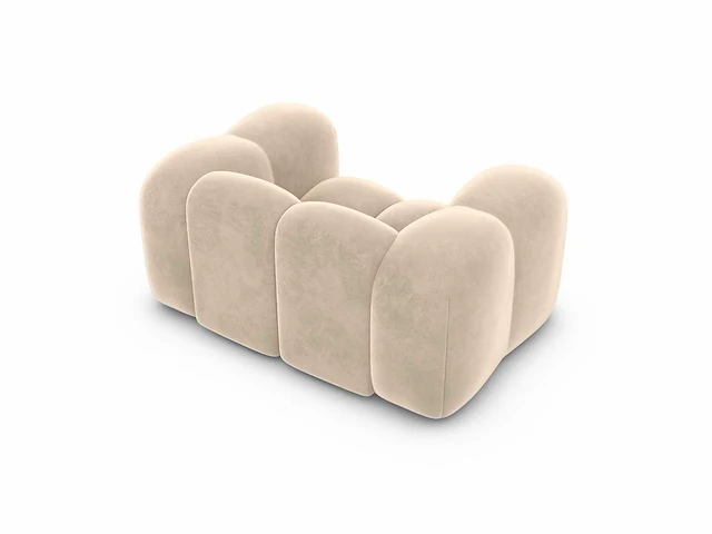 Crèmekleurige fluwelen fauteuil - afbeelding 5 van  7