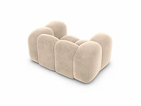 Crèmekleurige fluwelen fauteuil - afbeelding 5 van  7