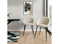 Crèmekleurige fluwelen stoelen met zwarte poten (x6) - afbeelding 2 van  8