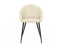 Crèmekleurige fluwelen stoelen met zwarte poten (x6) - afbeelding 3 van  8