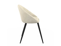 Crèmekleurige fluwelen stoelen met zwarte poten (x6) - afbeelding 5 van  8