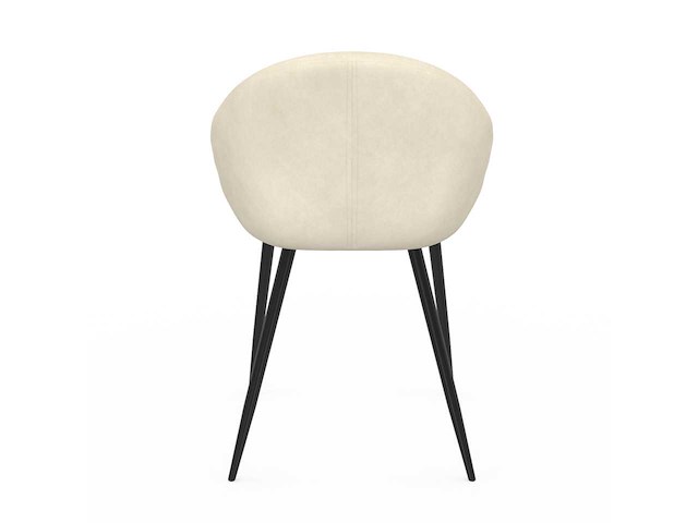 Crèmekleurige fluwelen stoelen met zwarte poten (x6) - afbeelding 6 van  8