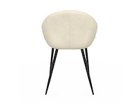 Crèmekleurige fluwelen stoelen met zwarte poten (x6) - afbeelding 6 van  8