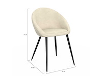 Crèmekleurige fluwelen stoelen met zwarte poten (x6) - afbeelding 7 van  8