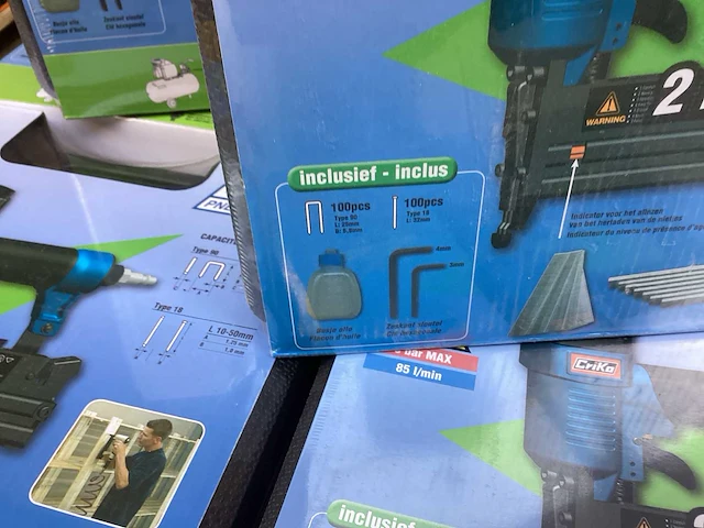 Criko pneumatische tacker, spijkers en nieten (8x) - afbeelding 3 van  4