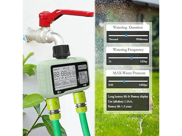 Crosofmi watertimer 2 uitgangen tuinwatertimer - afbeelding 3 van  4