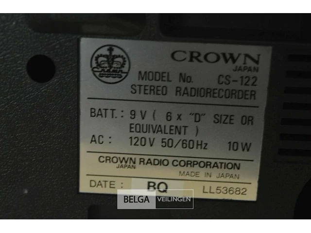 Crown retro stereo radiorecorder lgs 122 - afbeelding 5 van  5