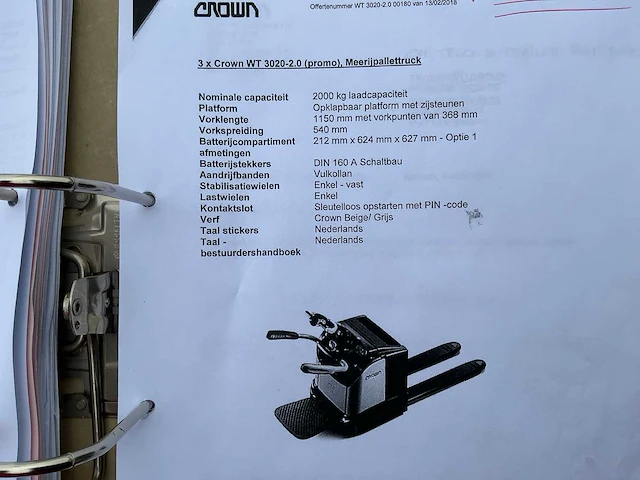 Crown wt3020 elektrische palletwagen (2x) - afbeelding 9 van  11