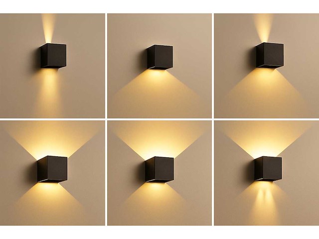 Cube black bidirectionele led wandlamp – 2x5w – 3500k neutraal wit – ip54 (sw-2312-2) (x40) - afbeelding 1 van  5
