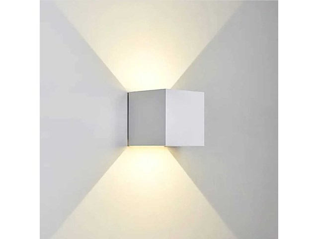 Cube wit bidirectionele led wandlamp – 2x5w – 3500k neutraal wit – ip54 (sw-2312-2) (x4) - afbeelding 2 van  5