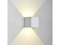 Cube wit bidirectionele led wandlamp – 2x5w – 3500k neutraal wit – ip54 (sw-2312-2) (x6) - afbeelding 2 van  5