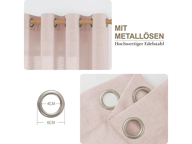 Cucraf gordijn van echt natuurlijk linnen, met oogjes, 140 x 245 cm - afbeelding 4 van  4