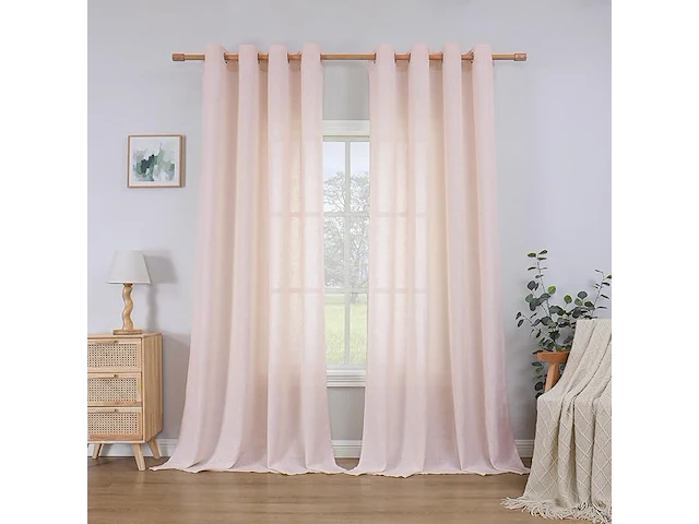 Cucraf gordijn van echt natuurlijk linnen, met oogjes, 140 x 245 cm - afbeelding 1 van  4