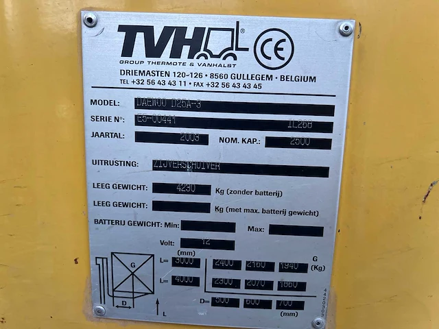 Daewoo - 2003 - d25a-3 - vorkheftruck - afbeelding 7 van  19