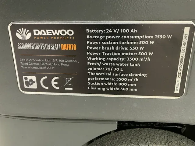 Daewoo - dafr70 - industriële schrobzuigmachine - afbeelding 18 van  19