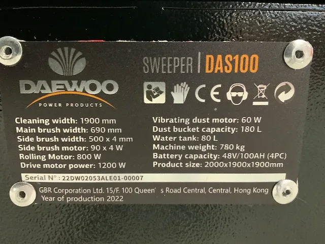 Daewoo - das100 - cabine veegmachine - afbeelding 13 van  27