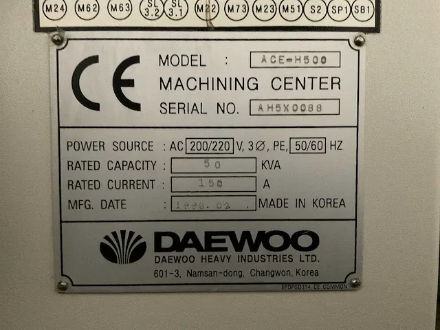 Daewoo ace-h500 cnc bewerkingscentrum - afbeelding 19 van  26