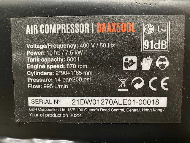 Daewoo daax500l professionele luchtcompressor - afbeelding 3 van  17