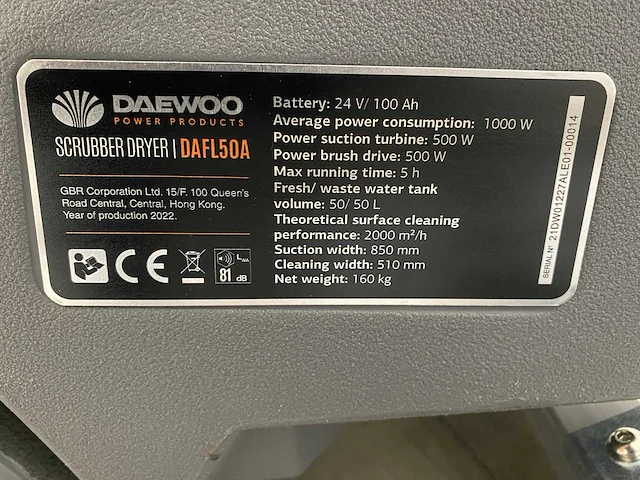 Daewoo dafl50a vloerschrobmachine - afbeelding 11 van  22