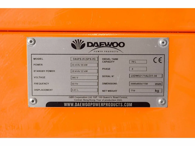 Daewoo dagfs-25 25kva noodstroomaggregaat - afbeelding 17 van  21