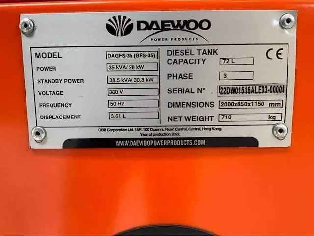 Daewoo dagfs-35 35kva noodstroomaggregaat - afbeelding 15 van  23