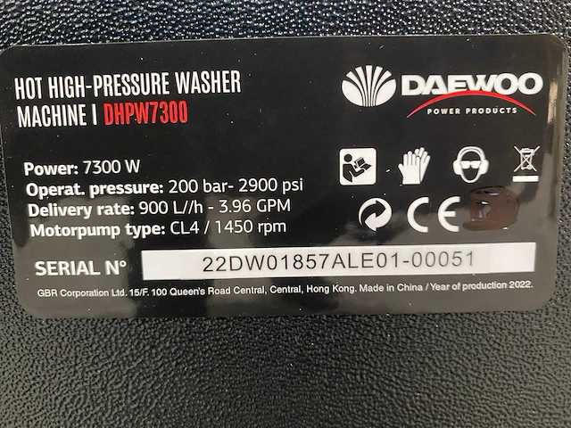 Daewoo dhpw-7300 heetwater hogedrukreiniger - afbeelding 5 van  14