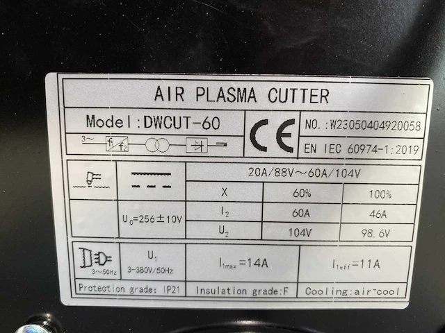 Daewoo dwcut-60 perslucht plasmasnijmachine - afbeelding 8 van  17