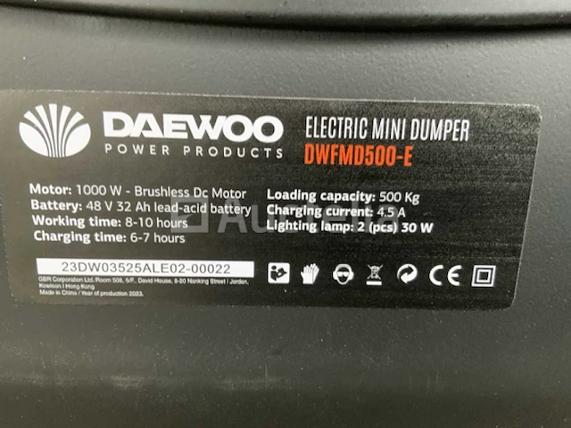 Daewoo dwfmd500-e elektrische dumper - afbeelding 7 van  15