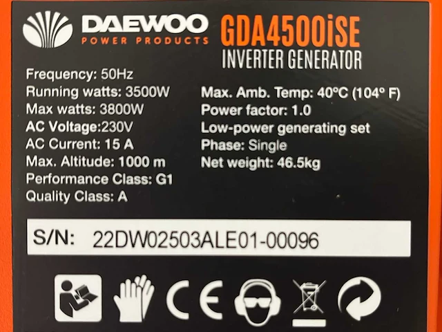 Daewoo gda4500ise inverter stroomgenerator - afbeelding 7 van  17
