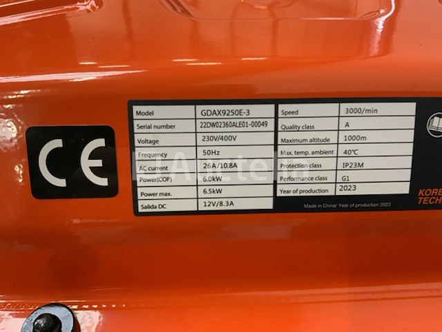 Daewoo gdax9250e benzine generator - afbeelding 6 van  15