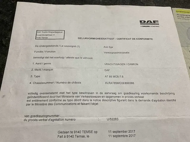Daf at 85 mc5-7.5 vrachtwagen met autolaadkraan - afbeelding 37 van  49