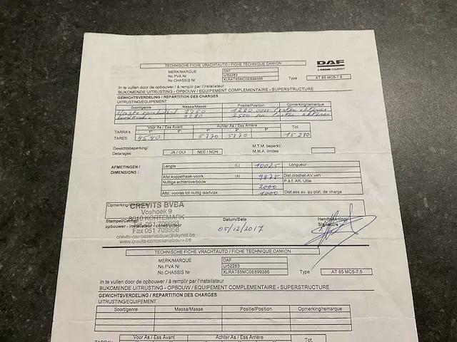 Daf at 85 mc5-7.5 vrachtwagen met autolaadkraan - afbeelding 41 van  49