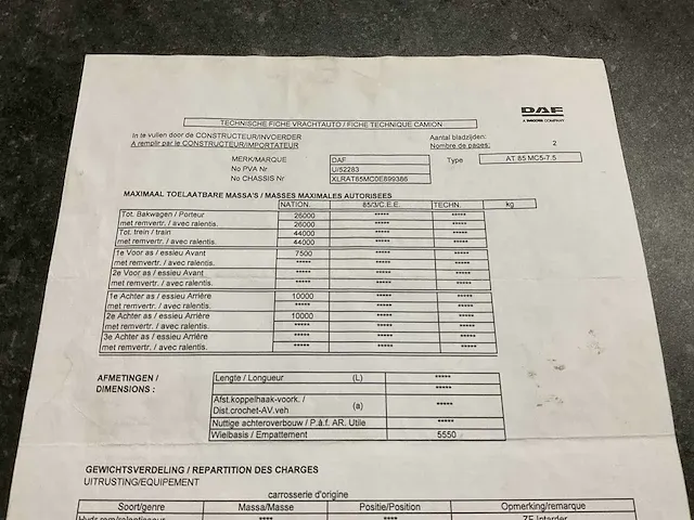Daf at 85 mc5-7.5 vrachtwagen met autolaadkraan - afbeelding 42 van  49