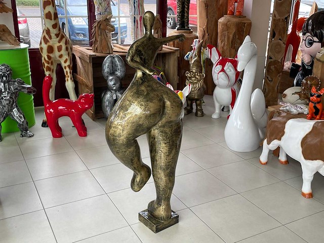 Dame op sokkel h135cm old gold - afbeelding 2 van  4