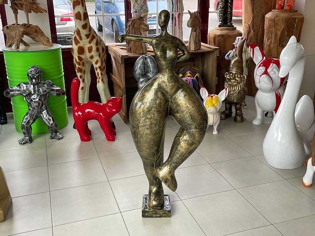 Dame op sokkel h135cm old gold - afbeelding 3 van  4